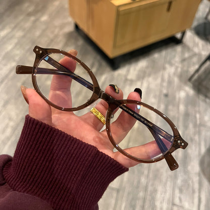 Retro Rounded Square Eyeglass Frames with Broad Rims, Tortoiseshell side view