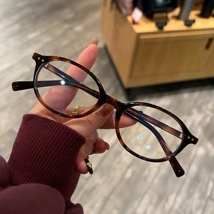 Retro Rounded Square Eyeglass Frames with Broad Rims, Tortoiseshell temple detail