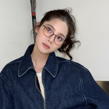 Rounded Eyeglass Frames with a Slim Profile, Tea Brown or Black lens detail