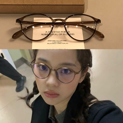 Rounded Eyeglass Frames with a Slim Profile, Tea Brown or Black