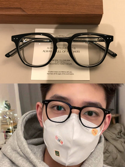 Men's Rectangular Eyeglass Frames with a Broad Upper Rim, Black side view