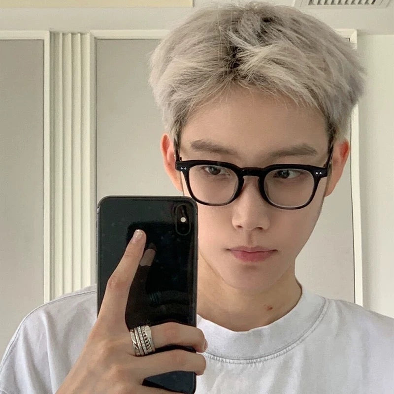 Men's Rectangular Eyeglass Frames with a Broad Upper Rim, Black