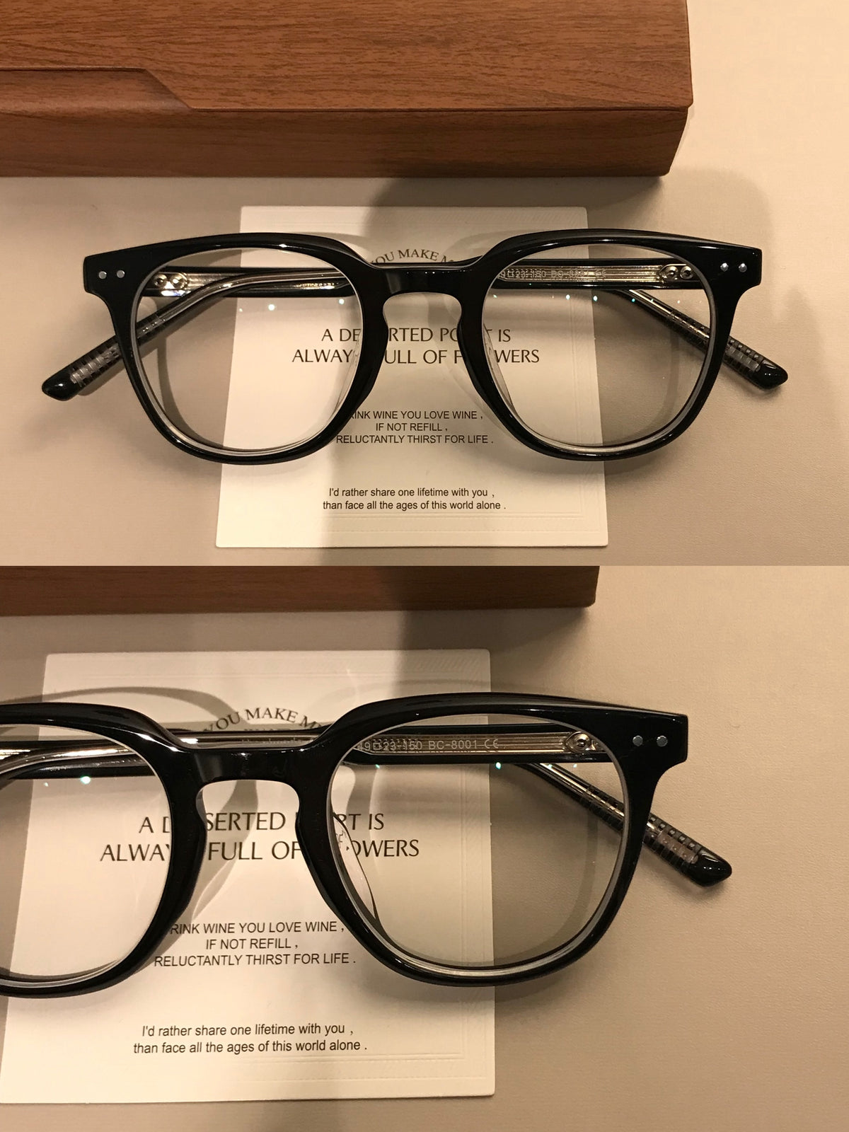 Men's Rectangular Eyeglass Frames with a Broad Upper Rim, Black