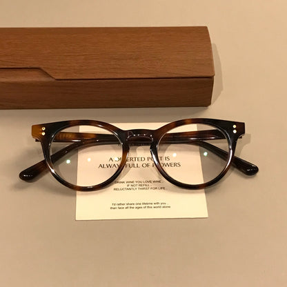 Compact Oval Eyeglass Frames with Thick Rims, Black or Tortoiseshell additional product view