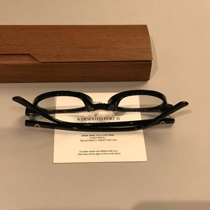 Compact Oval Eyeglass Frames with Thick Rims, Black or Tortoiseshell additional product view