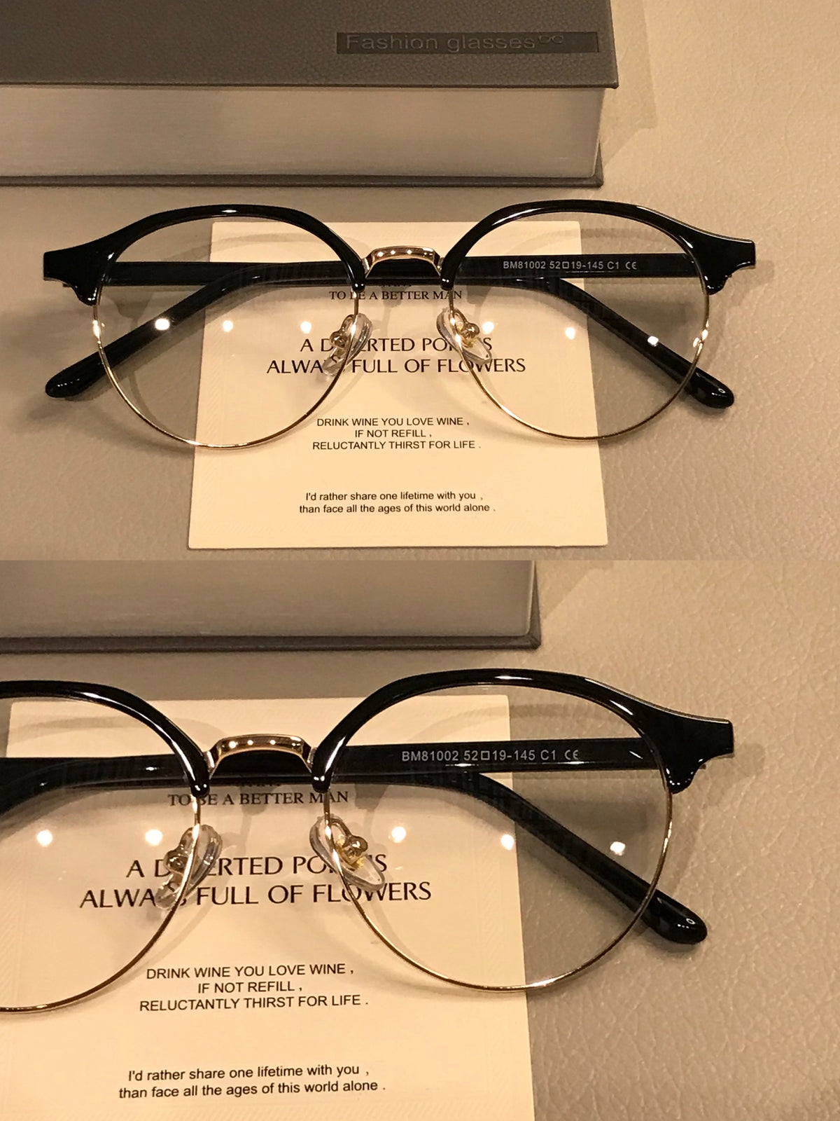 Men's Oval Browline Eyeglass Frames, Tortoiseshell, Black/Silver or Bl lens detail