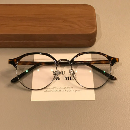 Men's Oval Browline Eyeglass Frames, Tortoiseshell, Black/Silver or Bl