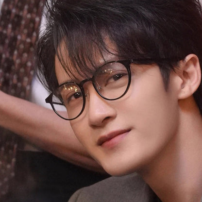Compact Round Eyeglass Frames with Slim Temples, Black or Tortoiseshel front view