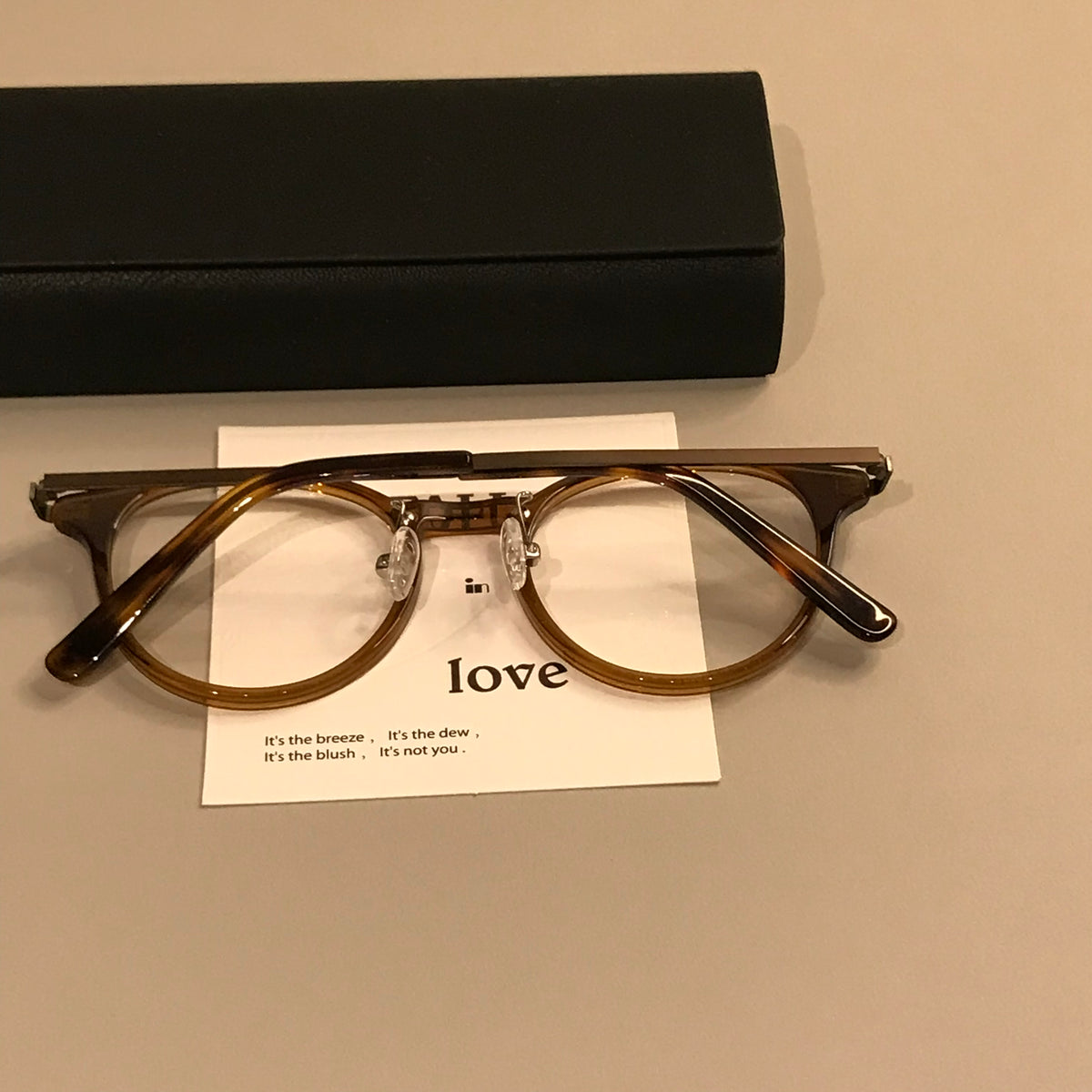 Compact Round Eyeglass Frames with Slim Temples, Black or Tortoiseshel temple detail