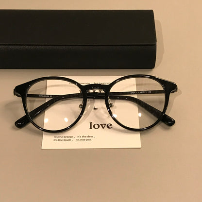 Compact Round Eyeglass Frames with Slim Temples, Black or Tortoiseshel
