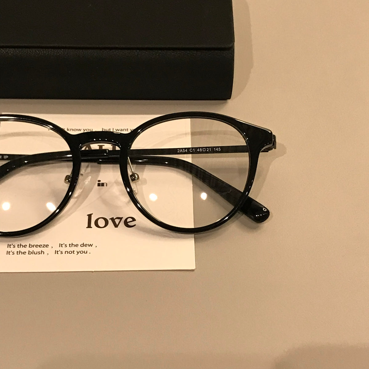 Compact Round Eyeglass Frames with Slim Temples, Black or Tortoiseshel additional product view