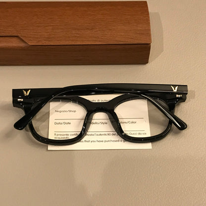 Retro Rectangular Eyeglass Frames with Paired Corner Rivets, Tortoises additional product view