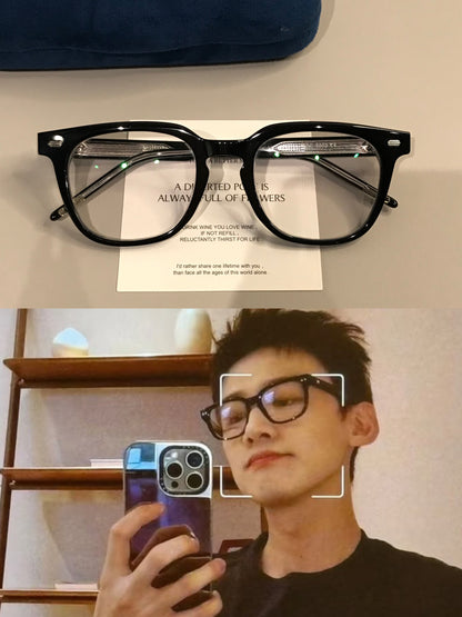 Men's Thick-Rim Rectangular Eyeglass Frames, Black