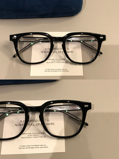 Men's Thick-Rim Rectangular Eyeglass Frames, Black side view