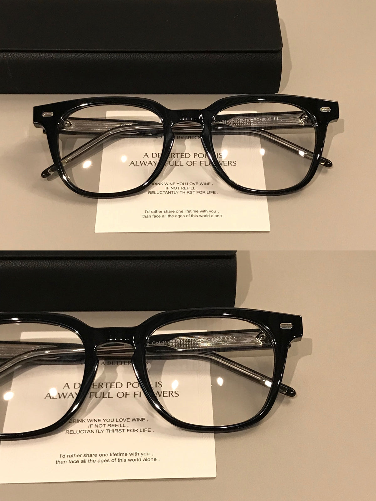 Men's Thick-Rim Rectangular Eyeglass Frames, Black frame detail