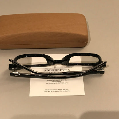 Men's Thick-Rim Rectangular Eyeglass Frames, Black additional product view