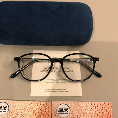 Men's Rounded Square Eyeglass Frames with a Thin Profile, Black frame detail