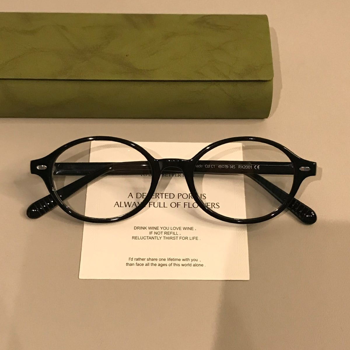 Retro Oval Eyeglass Frames with a Low-Profile Front, Black or Tortoiseshell