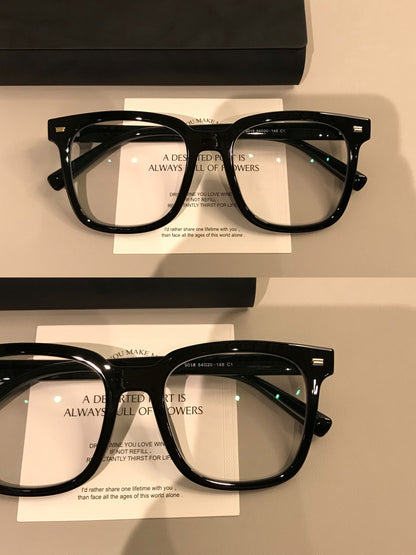 Square Eyeglass Frames with a Straight Upper Brow, Black side view