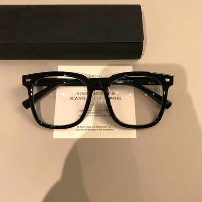 Square Eyeglass Frames with a Straight Upper Brow, Black front view