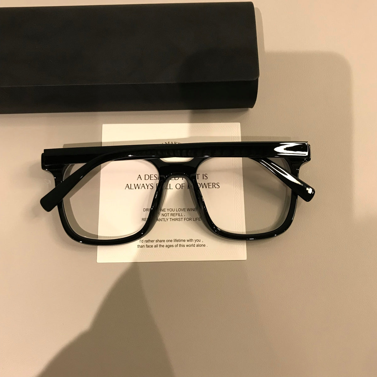 Square Eyeglass Frames with a Straight Upper Brow, Black