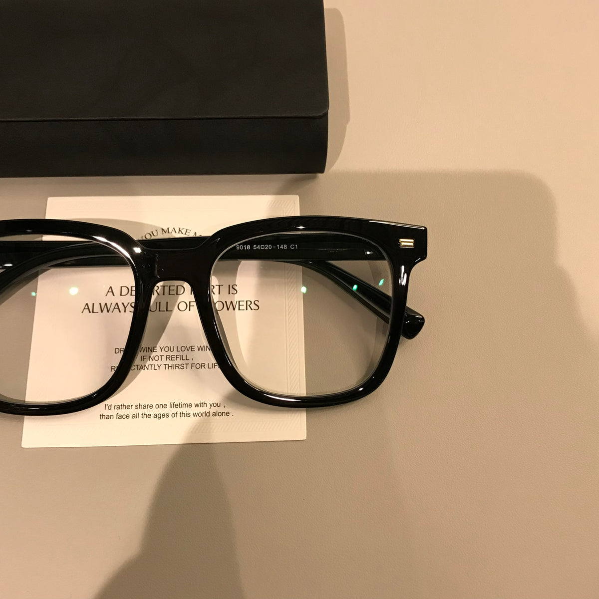 Square Eyeglass Frames with a Straight Upper Brow, Black