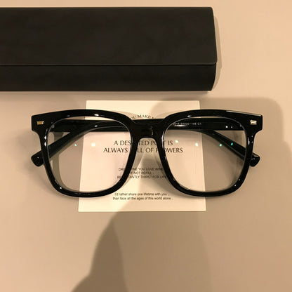 Square Eyeglass Frames with a Straight Upper Brow, Black