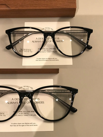 Cat-Eye Frame-Only Eyeglasses with Upturned Corners, Amber Brown or Bl additional product view