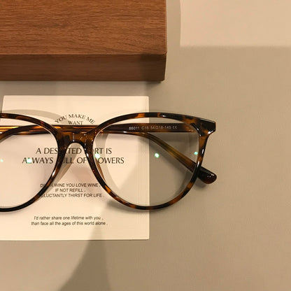 Cat-Eye Frame-Only Eyeglasses with Upturned Corners, Amber Brown or Bl lens detail