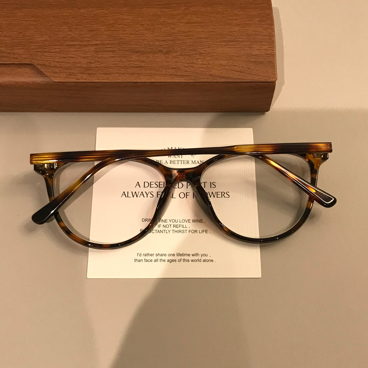 Cat-Eye Frame-Only Eyeglasses with Upturned Corners, Amber Brown or Black