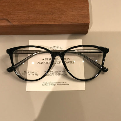 Cat-Eye Frame-Only Eyeglasses with Upturned Corners, Amber Brown or Bl additional product view