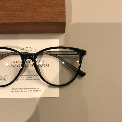 Cat-Eye Frame-Only Eyeglasses with Upturned Corners, Amber Brown or Bl additional product view