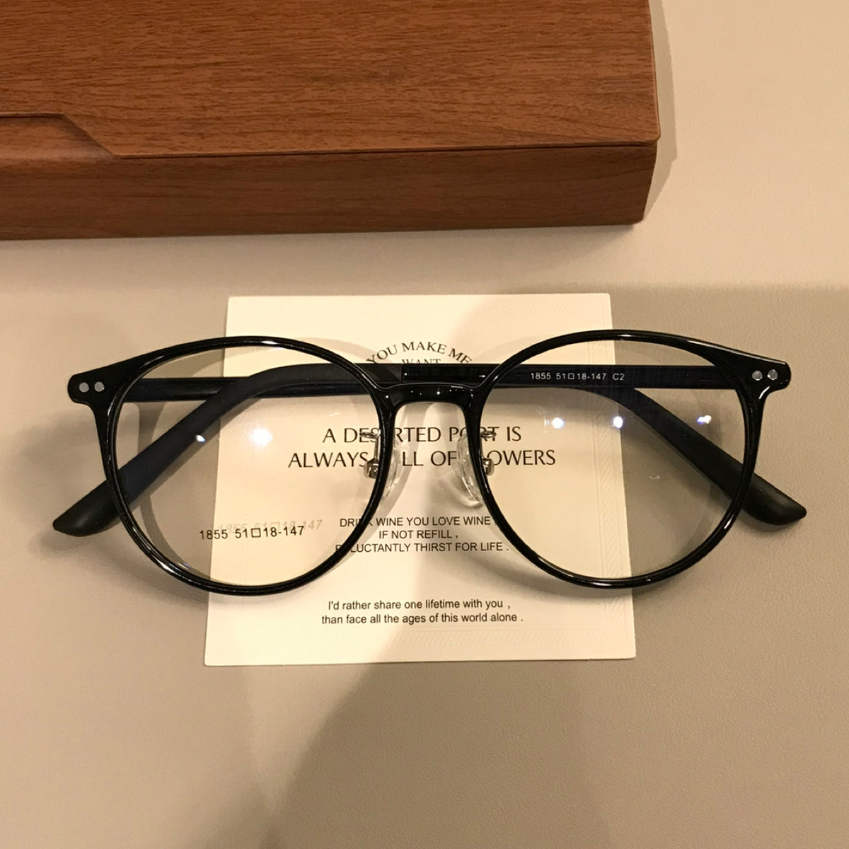 Retro Rounded Eyeglass Frames with a Raised Bridge, Tortoiseshell and - Black