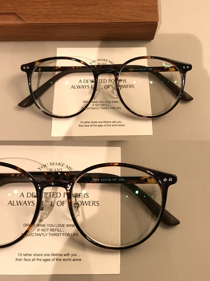 Retro Rounded Eyeglass Frames with a Raised Bridge, Tortoiseshell and