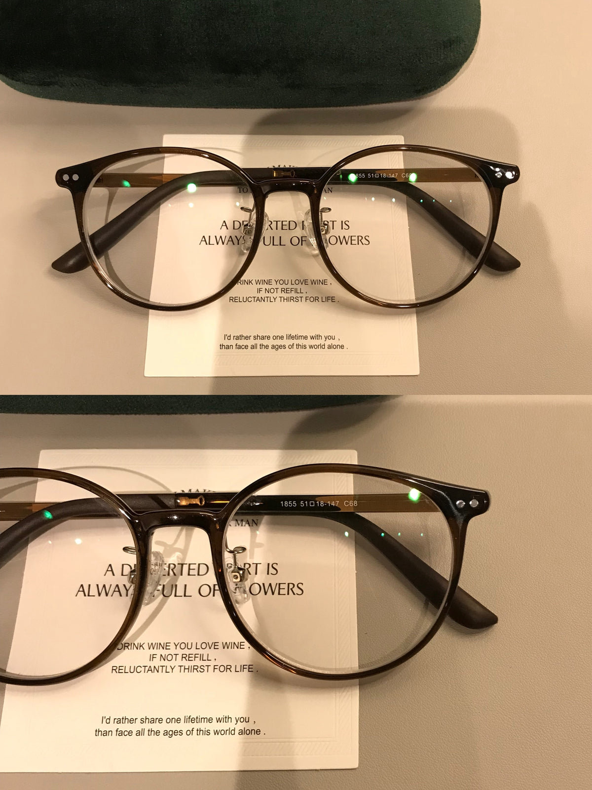 Retro Rounded Eyeglass Frames with a Raised Bridge, Tortoiseshell and additional product view