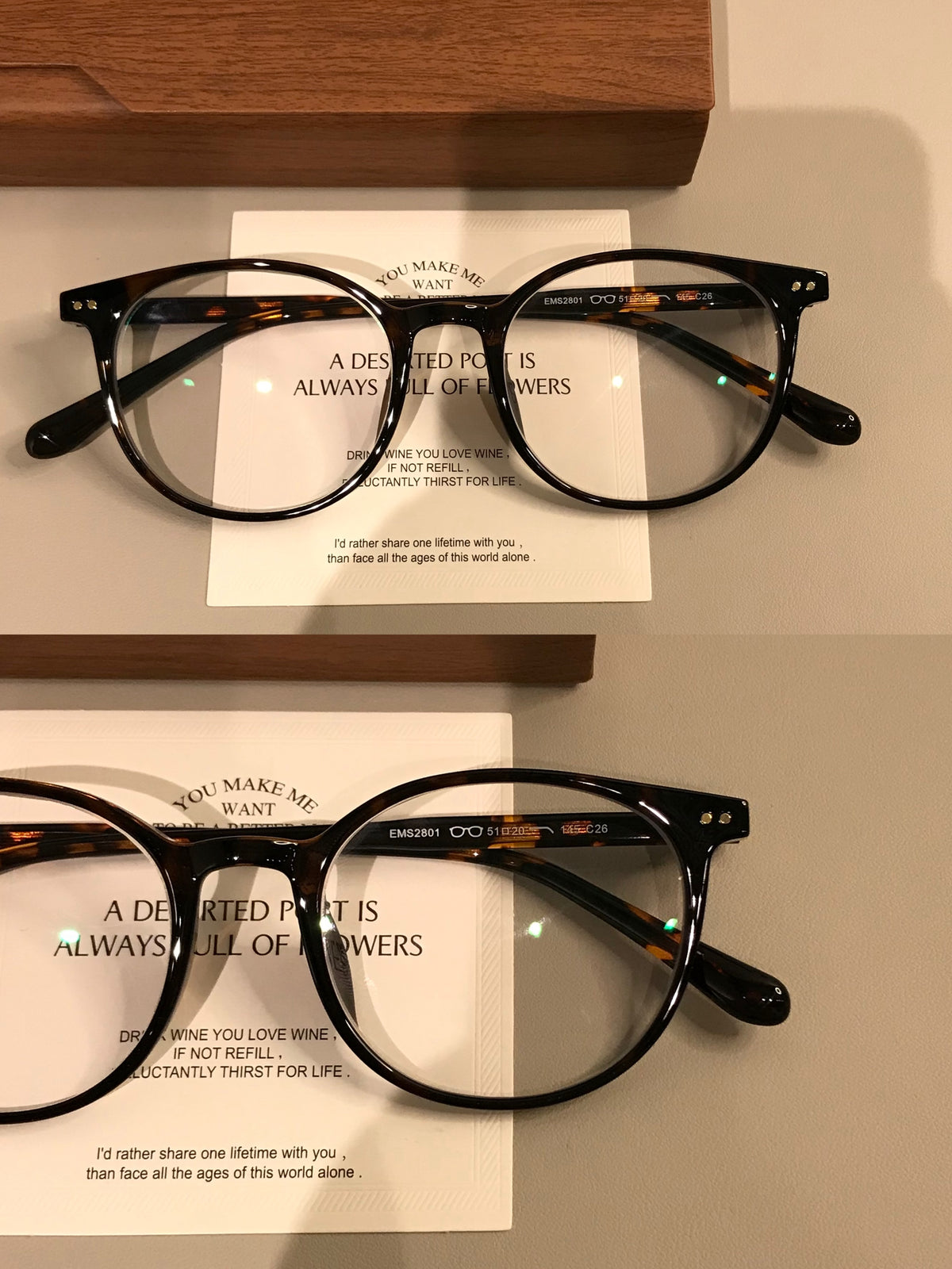 Retro Round Eyeglass Frames with a Keyhole-Style Bridge, Tortoiseshell or Black