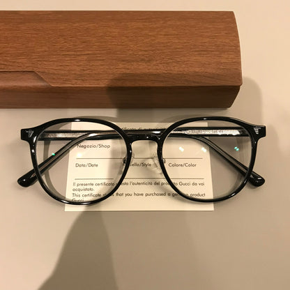 Rounded Square Eyeglass Frames with a Raised Brow, Amber Tortoiseshell additional product view