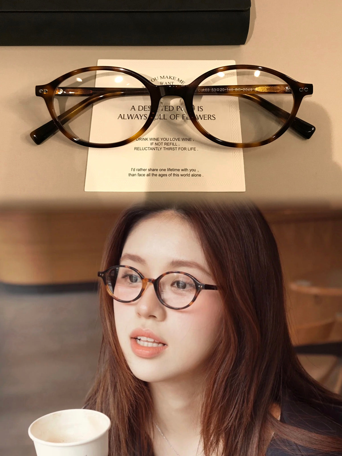 Wide Oval Eyeglass Frames with Thick Rims, Tortoiseshell