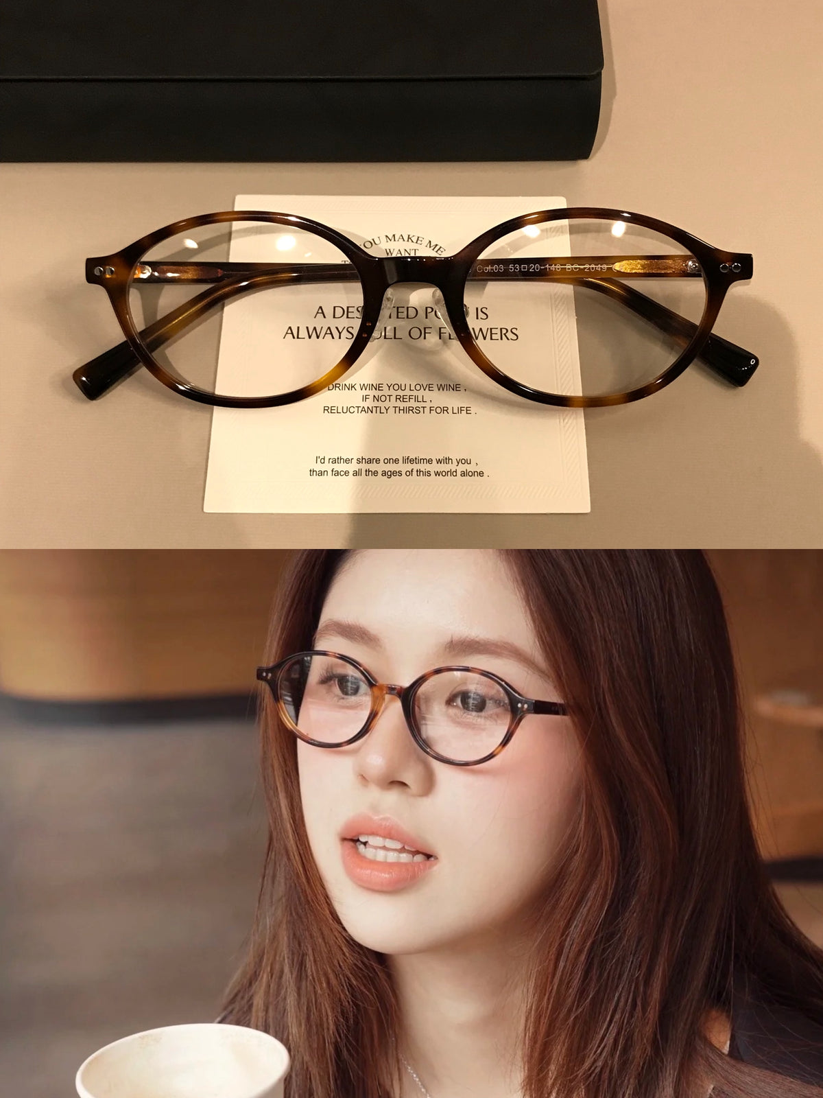 Wide Oval Eyeglass Frames with Thick Rims, Tortoiseshell