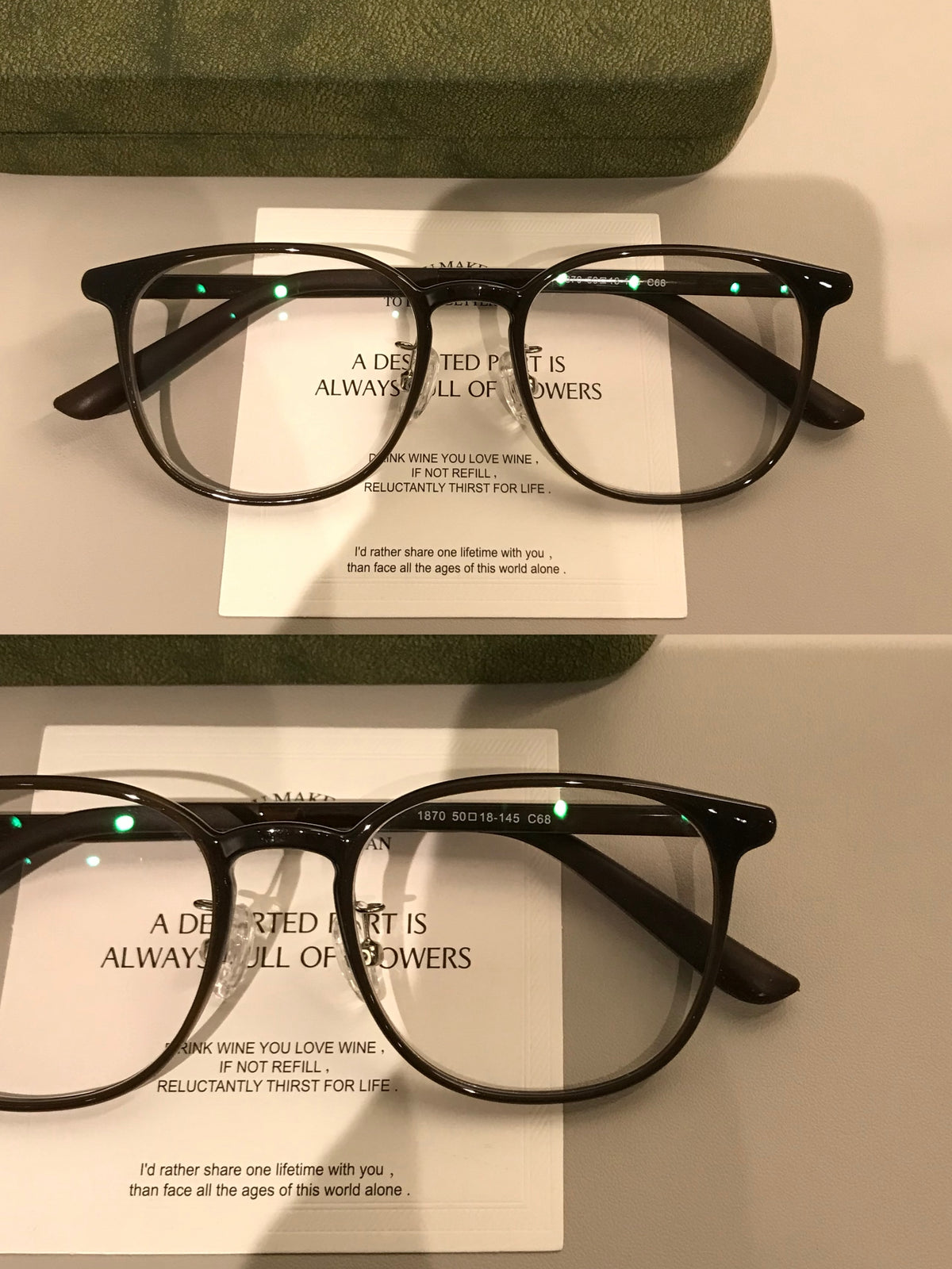 Compact Round Eyeglass Frames with Corner Accents, Black, Latte Brown or Tortoiseshell