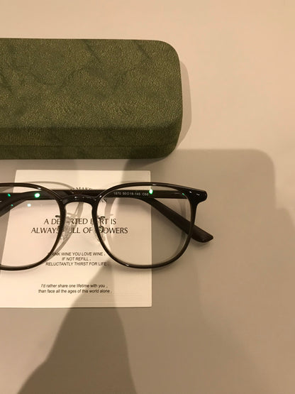 Compact Round Eyeglass Frames with Corner Accents, Black, Latte Brown additional product view