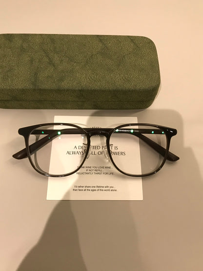Compact Round Eyeglass Frames with Corner Accents, Black, Latte Brown additional product view