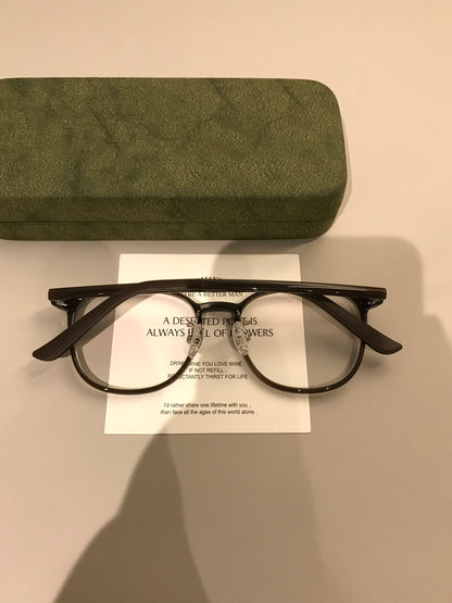 Compact Round Eyeglass Frames with Corner Accents, Black, Latte Brown additional product view