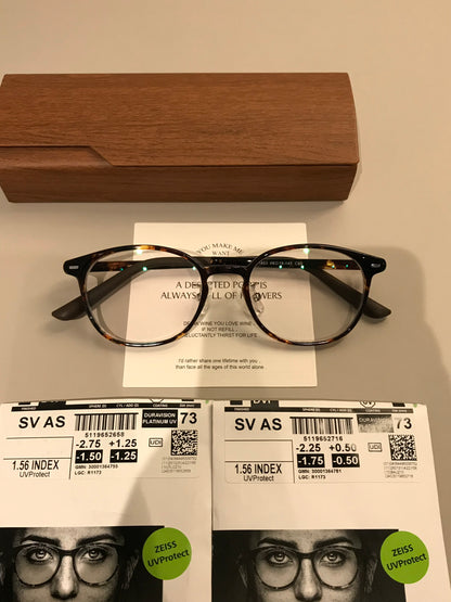 Compact Retro Eyeglass Frames with a Rounded Square Front, Tortoiseshe front view