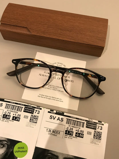 Compact Retro Eyeglass Frames with a Rounded Square Front, Tortoiseshe frame detail
