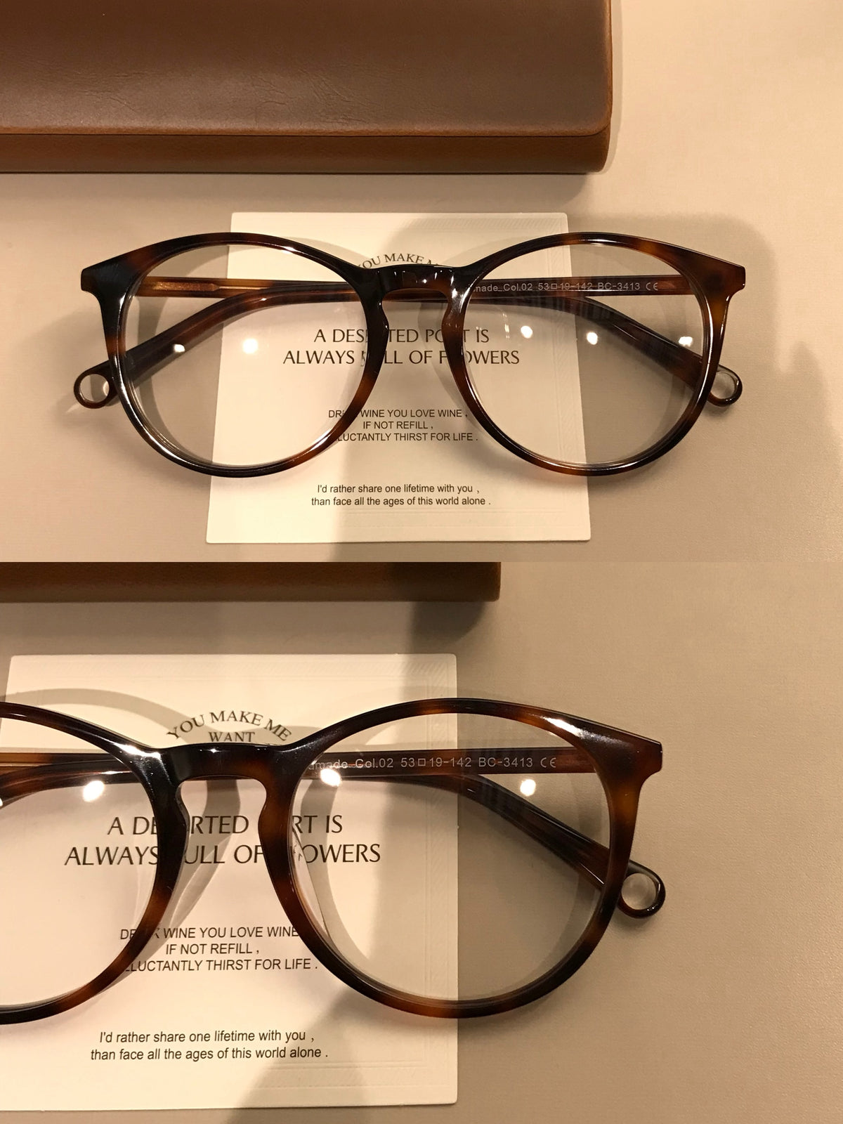 Rounded Square Eyeglass Frames with Decorative Temples, Four Frame Col side view