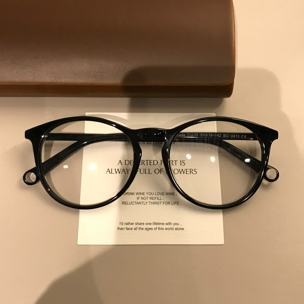 Rounded Square Eyeglass Frames with Decorative Temples, Four Frame Col - Black