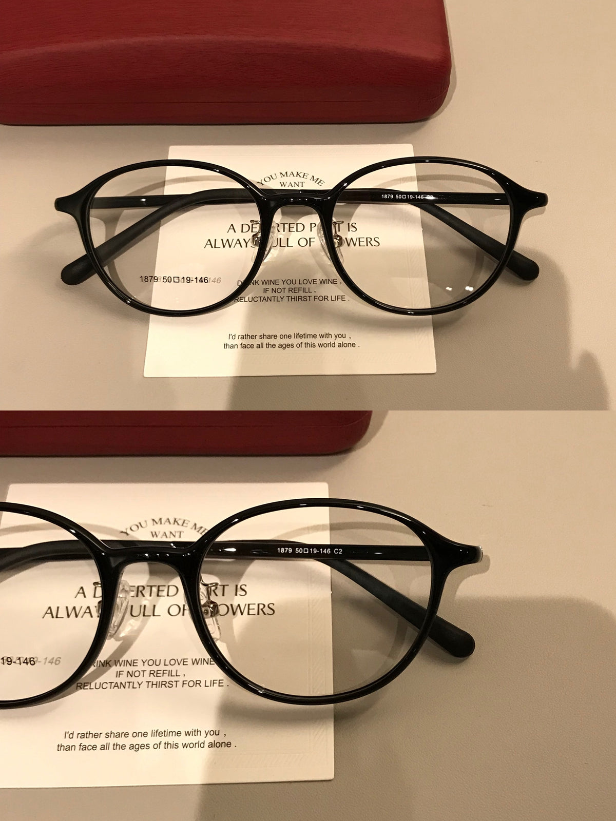 Round Eyeglass Frames with Broad Temples and Corner Studs, Black, Tortoiseshell or Caramel Brown