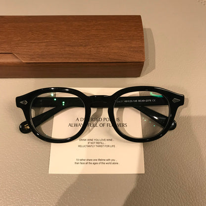 Men's Boston-Style Oval Eyeglass Frames with Thick Rims, Black or Tort