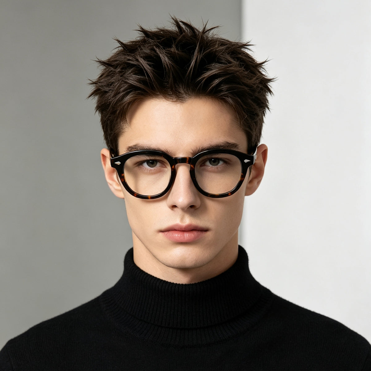 Men's Boston-Style Oval Eyeglass Frames with Thick Rims, Black or Tort additional product view
